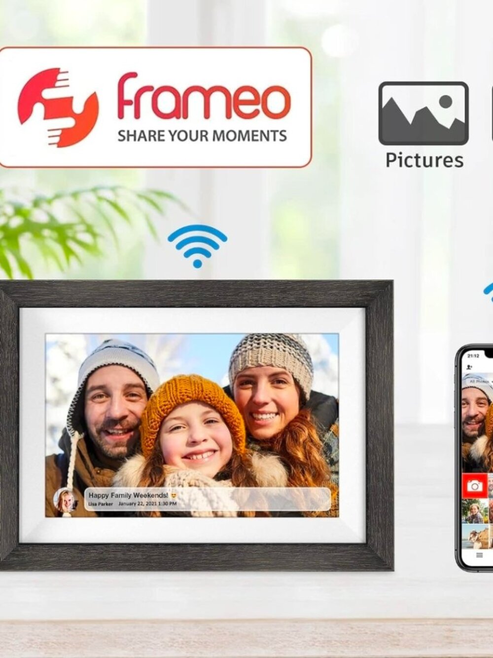 NEW 10.1 In Digital Picture Frame WiFi Smart Photo Frame Wood IPS HD 1280*800